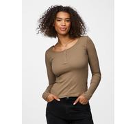 Langarmshirt PIECES "PCKITTE LS TOP NOOS BC", Damen, Gr. S, beige (fossil), Single Jersey, Obermaterial: 95% Baumwolle, 5% Elasthan, unifarben, slim fit normal, Rundhals, Shirts Langarmshirt, Baumwoll