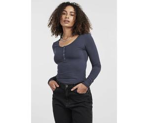 Langarmshirt PIECES "PCKITTE LS TOP NOOS BC", Damen, Gr. XXL, blau (ombre blau), Single Jersey, Obermaterial: 95% Baumwolle, 5% Elasthan, unifarben, slim fit normal, Rundhals, Shirts Langarmshirt, Bau