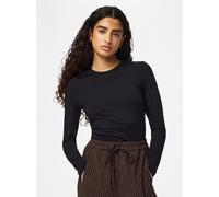 Langarmshirt PIECES "PCLULA LS TOP JRS NOOS", Damen, Gr. M, schwarz, Jersey, Obermaterial: 90% Nylon, 10% Elasthan, unifarben, normal, Rundhals, Shirts Langarmshirt (35219151-M) schwarz