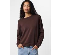 Langarmshirt PIECES "PCMICHELLE SCUBA LS TOP SWT NOOS BC", Damen, Gr. M, braun (hot fudge), Sweatware, Obermaterial: 53% Polyester, 41% Viskose, 6% Elasthan, unifarben, normal, Rundhals, Shirts Langar