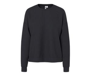 Langarmshirt PIECES "PCMICHELLE SCUBA LS TOP SWT NOOS BC", Damen, Gr. M, schwarz, Sweatware, Obermaterial: 53% Polyester, 41% Viskose, 6% Elasthan, unifarben, normal, Rundhals, Shirts Langarmshirt, Ma