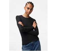 Langarmshirt PIECES "PCRUKA LS TOP NOOS BC", Damen, Gr. M, schwarz, Single Jersey, Obermaterial: 95% Baumwolle, 5% Elasthan, unifarben, slim fit normal, Rundhals, Shirts Langarmshirt, Baumwollmischung