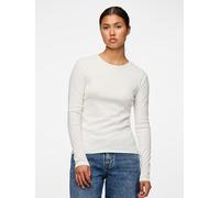 Langarmshirt PIECES "PCRUKA LS TOP NOOS BC", Damen, Gr. S, cloud dancer, Single Jersey, Obermaterial: 95% Baumwolle, 5% Elasthan, unifarben, slim fit normal, Rundhals, Shirts Langarmshirt, Baumwollmis