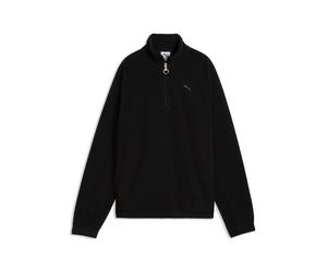 Langarmshirt PUMA "HER STANDARD WINTERIZED HALF-ZIP", Damen, Gr. M, schwarz (puma schwarz), Fleece, Obermaterial: 100% Polyester, unifarben, normal, Shirts Langarmshirt, mit Reißverschluss, unifarbene