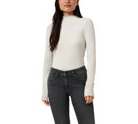 Langarmshirt QS, Damen, Gr. M, sanftes weiß, Rippware, Obermaterial: 50% Viskose, 28% Polyester, 22% Polyamid, unifarben, körpernah hüftbedeckend, Rundhals, gewellter Abschluss, Shirts Langarmshirt, R