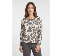 Langarmshirt RABE, Damen, Gr. 52, granit, Jersey, Obermaterial: 92% Baumwolle, 8% Elasthan, bedruckt, gerade hüftlang, Rundhals, Shirts Langarmshirt, mit Allover-Print (87466911-52)