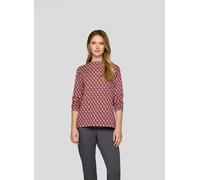 Langarmshirt RABE, Damen, Gr. 52, merlot, Web, Obermaterial: 70% Polyester, 28% Viskose, 2% Elasthan, Minimalmuster, bedruckt, lässig geschnitten hüftbedeckend, Rundhals, Shirts Langarmshirt, mit graf
