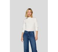 Langarmshirt RABE, Damen, Gr. 52, natur, Web, Obermaterial: 92% Viskose, 8% Elasthan, unifarben, figurbetont hüftbedeckend, Rundhals, Shirts Langarmshirt, mit Stehkragen und aus Viskose (35723755-52)