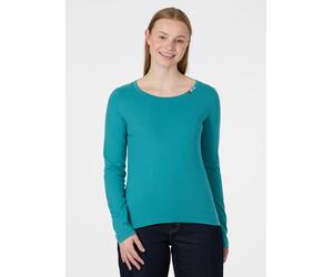 Langarmshirt RAGWEAR "FLLORAH LONG GOTS", Damen, Gr. S, teal grün, Jersey, Obermaterial: 100% Baumwolle, unifarben, normal, Rundhals, Shirts Langarmshirt, Bestseller aus Single Jersey mit softem Finis