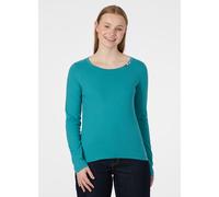 Langarmshirt RAGWEAR "FLLORAH LONG GOTS", Damen, Gr. XS, teal grün, Jersey, Obermaterial: 100% Baumwolle, unifarben, normal, Rundhals, Shirts Langarmshirt, Bestseller aus Single Jersey mit softem Fini