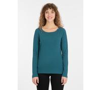 Langarmshirt RAGWEAR "FLLORAH LONG GOTS", Damen, Gr. XXL, grün (ocean grün), Jersey, Obermaterial: 100% Baumwolle, unifarben, figurumspielend hüftbedeckend, Rundhals, Shirts Langarmshirt, mit süßen Zi