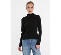 Langarmshirt RAGWEAR "JANELLE LONG", Damen, Gr. XL, schwarz, Jersey, Obermaterial: 95% Baumwolle, 5% Elasthan, unifarben, hüftlang, Rundhals, Shirts Langarmshirt (90866918-XL) schwarz