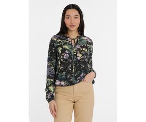 Langarmshirt RAGWEAR "ONELIA PRINT", Damen, Gr. L, schwarz, Jersey, Obermaterial: 50% Baumwolle, 50% Modal, bedruckt, gemustert, normal, Rundhals, Shirts Langarmshirt (98763649-L)