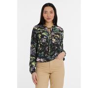 Langarmshirt RAGWEAR "ONELIA PRINT", Damen, Gr. XXL, schwarz, Jersey, Obermaterial: 50% Baumwolle, 50% Modal, bedruckt, gemustert, normal, Rundhals, Shirts Langarmshirt (98763649-XXL)