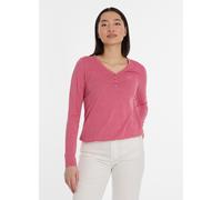 Langarmshirt RAGWEAR "PINKKI", Damen, Gr. L, rose, Jersey, Obermaterial: 50% Baumwolle, 50% Polyester, unifarben, normal, V-Ausschnitt, Shirts Langarmshirt, mit kurzer Knopfleiste (72429267-L)
