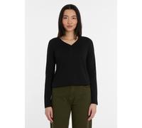 Langarmshirt RAGWEAR "PINKKI", Damen, Gr. XL, schwarz, Jersey, Obermaterial: 50% Baumwolle, 50% Polyester, unifarben, normal, V-Ausschnitt, Shirts Langarmshirt, mit kurzer Knopfleiste (69036903-XL)