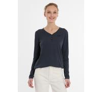 Langarmshirt RAGWEAR "PINKKI", Damen, Gr. XXL, navy, Jersey, Obermaterial: 50% Baumwolle, 50% Polyester, unifarben, normal, V-Ausschnitt, Shirts Langarmshirt, mit kurzer Knopfleiste (69979415-XXL)