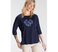 Langarmshirt RAGWEAR "RAG Longsleeve SHIMONA O PRINTED", Damen, Gr. S (36), blau (navy), Single Jersey, Obermaterial: 50% Polyester, 38% Baumwolle, 12% Viskose, bedruckt, kontrastfarbene Details, mehr