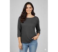 Langarmshirt RAGWEAR "SHIMONA O", Damen, Gr. XL, grau (dunkelgrau), Jersey, Obermaterial: 50% Polyester, 38% Baumwolle, 12% Viskose, bedruckt, gemustert, Rundhals, Shirts Langarmshirt, abgerundeter Sa