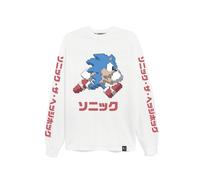 Langarmshirt RECOVERED "Sega Arcade Text Oversized", Herren, Gr. XXL, weiß, 100% Baumwolle, bedruckt, normal, Rundhals, Shirts Langarmshirt, mit coolem Sonic-Print (77721125-XXL) weiß
