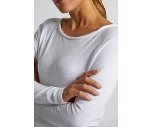 Langarmshirt RICHROYAL "2409 O HJ LS", Damen, Gr. S, weiß, Single Jersey, , Rundhals, Shirts Langarmshirt, mit offener Ausschnittkante und Saum (40114726-S)