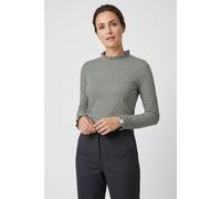 Langarmshirt RICHROYAL "2409 O Slub F LS", Damen, Gr. S, grau (grau melangé), Single Jersey, Obermaterial: 100% Baumwolle, Shirts Langarmshirt, mit Rüschenkante an Ausschnitt und Ärmelsaum (76131367-S