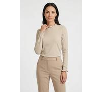 Langarmshirt RICHROYAL "2409 O Slub F LS", Damen, Gr. XS, braun (caffee latte), Single Jersey, Obermaterial: 100% Baumwolle, Shirts Langarmshirt, mit Rüschenkante an Ausschnitt und Ärmelsaum (96184346