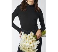 Langarmshirt RICHROYAL "2409 O Slub F LS", Damen, Gr. XS, schwarz, Single Jersey, Obermaterial: 100% Baumwolle, Shirts Langarmshirt, mit Rüschenkante an Ausschnitt und Ärmelsaum (73966621-XS) schwarz