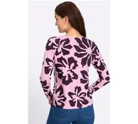 Langarmshirt HEINE "Shirt", Damen, Gr. 38, rosa (rosé, aubergine, bedruckt), 95% Viskose, 5% Elasthan, bedruckt, geblümt, gemustert, mehrfarbig, Rundhals, Shirts Langarmshirt (86292958-38) rosé, auber