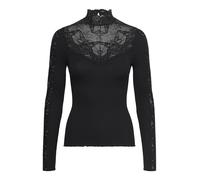 Langarmshirt ROSEMUNDE "Beatha silk shirt", Damen, Gr. M, schwarz, Obermaterial: 55% Seide, 45% Baumwolle, unifarben, ohne Ausschnitt, Shirts Langarmshirt, mit Spitze, feminin, bequem, weich, Seide- /