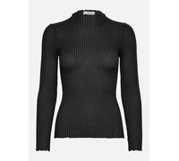 Langarmshirt ROSEMUNDE "Belize silk shirt", Damen, Gr. XS, schwarz, Strick, Obermaterial: 70% Seide, 30% Baumwolle, unifarben, figurbetont hüftlang, ohne Ausschnitt, Shirts Langarmshirt, Langarm, bequ