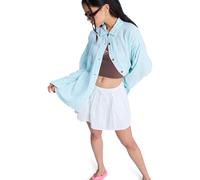 Roxy - Hemd aus Baumwolle und Leinen - Damen / Frau - Morning Shine Stripe Shirt Coconut Milk Regular Stripe - Morning Shine Stripe Shirt Blau L