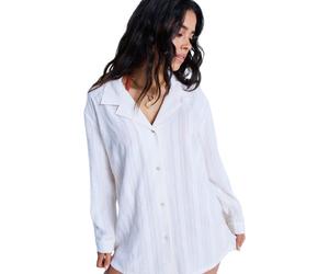 Langarmshirt ROXY "Sunset Back", Damen, Gr. L, weiß, Obermaterial: 100% Baumwolle., Shirts Langarmshirt (25203158-L) weiß