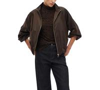 Langarmshirt S.OLIVER BLACK LABEL, Damen, Gr. 48, braun (chocolate), Web, Obermaterial: 95% Polyester, 5% Elasthan, gemustert, normal hüftbedeckend, Rundhals, abgesteppte Kante, Shirts Langarmshirt, m