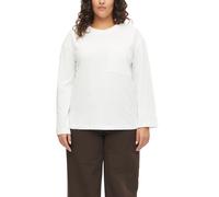 Langarmshirt S.OLIVER CURVE, Damen, Gr. 44, weiß, Jersey, Obermaterial: 100% Baumwolle, unifarben, bequem hüftbedeckend, Rundhals, abgesteppte Kante, Shirts Langarmshirt, mit Rundhals / Große Größen (