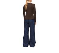 Langarmshirt S.OLIVER, Damen, Gr. 36, braun (bitter chocolate), Rippware, Obermaterial: 95% Baumwolle, 5% Elasthan, unifarben, körpernah hüftbedeckend, Rundhals, abgesteppte Kante, Shirts Langarmshirt