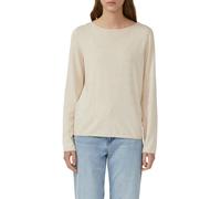 Langarmshirt S.OLIVER, Damen, Gr. 38, beige (ecru), Strick, Obermaterial: 50% Baumwolle, 50% Viskose, unifarben, regular fit taillenbedeckt, Rundhals, gerader Abschluss, Shirts Langarmshirt, mit Rollk