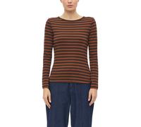 Langarmshirt S.OLIVER, Damen, Gr. 38, braun (bitter chocolate stripe), Jersey, Obermaterial: 100% Baumwolle, gestreift, körpernah hüftbedeckend, Rundhals, abgesteppte Kante, Shirts Langarmshirt, im St