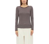 Langarmshirt S.OLIVER, Damen, Gr. 38, braun (deep burgundy stripe), Jersey, Obermaterial: 100% Baumwolle, gestreift, körpernah hüftbedeckend, Rundhals, abgesteppte Kante, Shirts Langarmshirt, im Strei