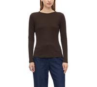 Langarmshirt S.OLIVER, Damen, Gr. 38, braun, Jersey, Obermaterial: 100% Baumwolle, regular fit hüftlang, U-Boot-Ausschnitt, gerader Abschluss, Shirts Langarmshirt, mit U-Boot-Ausschnitt (79727115-38)