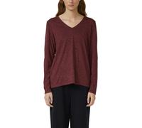 Langarmshirt S.OLIVER, Damen, Gr. 38, schwarz merlot, Web, Obermaterial: 54% Viskose, 45% Polyester, 1% metallisierte Fasern, meliert, regular fit normal, V-Ausschnitt, gerader Abschluss, Shirts Langa