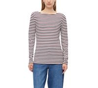 Langarmshirt S.OLIVER, Damen, Gr. 40, braun (burgundy stripe), Single Jersey, Obermaterial: 100% Baumwolle, gestreift, normal hüftbedeckend, Rundhals, abgesteppte Kante, Shirts Langarmshirt, im Streif