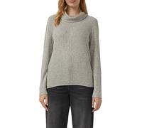 Langarmshirt S.OLIVER, Damen, Gr. 40, grau (stone grau check), Strick, Obermaterial: 75% Viskose, 22% Polyester, 3% Elasthan, Strukturmuster, unifarben, relaxed fit normal, ohne Ausschnitt, Shirts Lan
