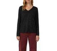 Langarmshirt S.OLIVER, Damen, Gr. 40, schwarz, Web, Obermaterial: 54% Viskose, 45% Polyester, 1% metallisierte Fasern, meliert, regular fit normal, V-Ausschnitt, gerader Abschluss, Shirts Langarmshirt