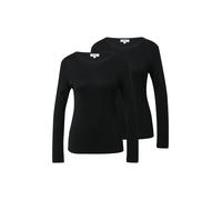 Geripptes Slim-Fit-Longsleeve im 2er-Pack 44 schwarz 2175996.9999.44