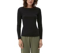 Langarmshirt S.OLIVER, Damen, Gr. 44, grau (grau, schwarz), Jersey, Obermaterial: 100% Baumwolle, unifarben, regular fit hüftlang, U-Boot-Ausschnitt, gerader Abschluss, Shirts Langarmshirt, mit U-Boot