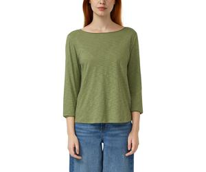 Langarmshirt S.OLIVER, Damen, Gr. 44, khaki, Jersey, Obermaterial: 100% Baumwolle, unifarben, regular fit taillenbedeckt, U-Boot-Ausschnitt, Shirts Langarmshirt, aus Flammgarn (54646335-44) khaki