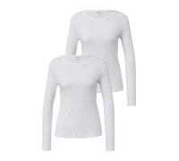Langarmshirt S.OLIVER, Damen, Gr. 46, 2x weiß, Single Jersey, Obermaterial: 100% Baumwolle, unifarben, tailliert hüftbedeckend, Rundhals, Shirts Langarmshirt, mit Rundhalsausschnitt, 2er Pack (2372320