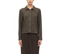 Langarmshirt S.OLIVER, Damen, Gr. 46, braun (bitter chocolate melange), Web, Obermaterial: 68% Polyester, 27% Viskose, 5% Elasthan, meliert, bequem hüftbedeckend, Rundhals, abgesteppte Kante, 20_2_7_S