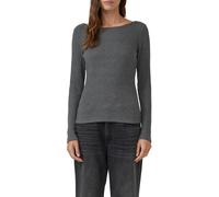 Langarmshirt S.OLIVER, Damen, Gr. 46, dunkelgrau melange, Strick, Obermaterial: 65% Polyester, 35% Viskose, meliert, normal hüftbedeckend, U-Boot-Ausschnitt, Shirts Langarmshirt, mit U-Boot-Ausschnitt